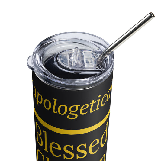 Unapologetic inspirational stainless steel tumbler - Black/Yellow