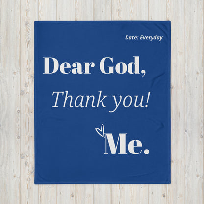 Dear God Inspirational Throw Blanket - Royal Blue/white