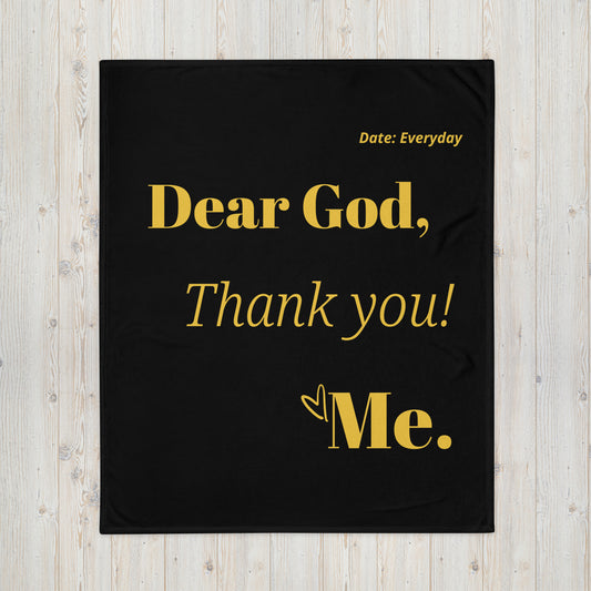 Dear God Velvety Soft Throw Blanket - Black/Gold