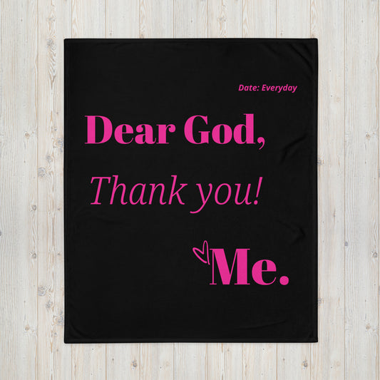 Dear God Inspirational Throw Blanket - Black/Hot Pink