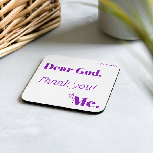 Dear God Inspirational coaster - White/Purple