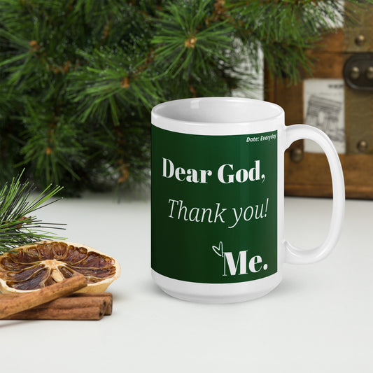 Dear God Inspirational mug - Green/White