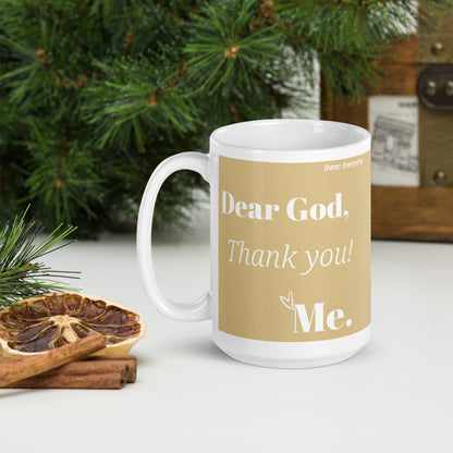 Dear God Inspirational mug- Earth/White