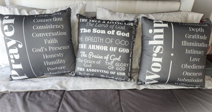 Prayer collection inspirational throw pillow - Grey/White