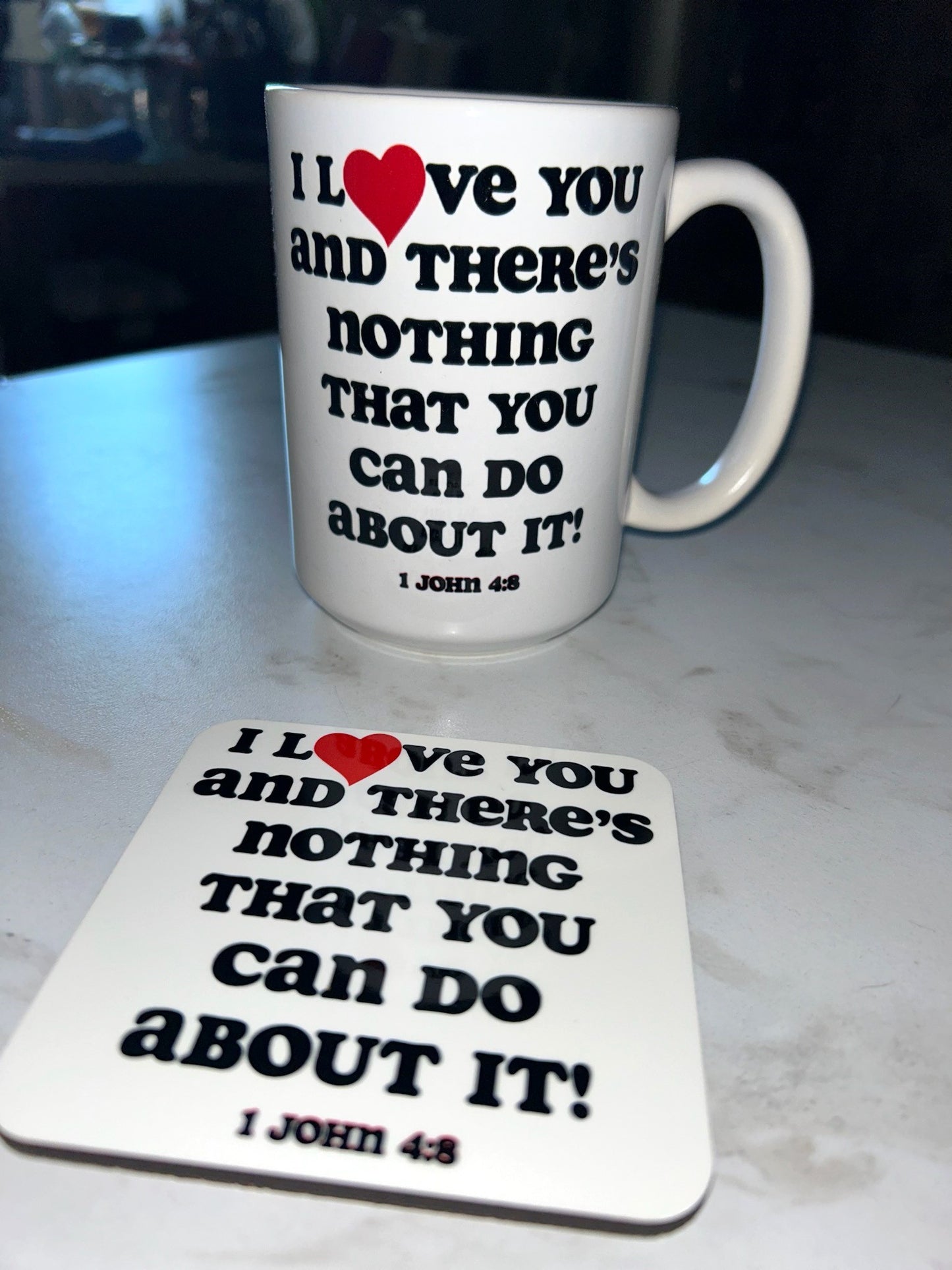 Inspirational coaster - I Love You (Blk)