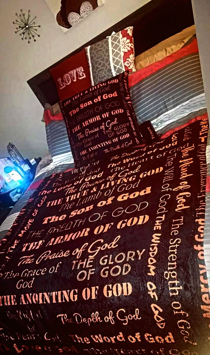 Attributes of God Inspirational Throw blanket - Red/Black