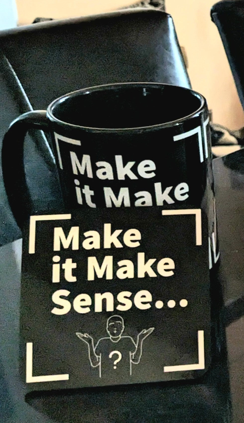 Make it Make Sense Cork-back coaster - Black