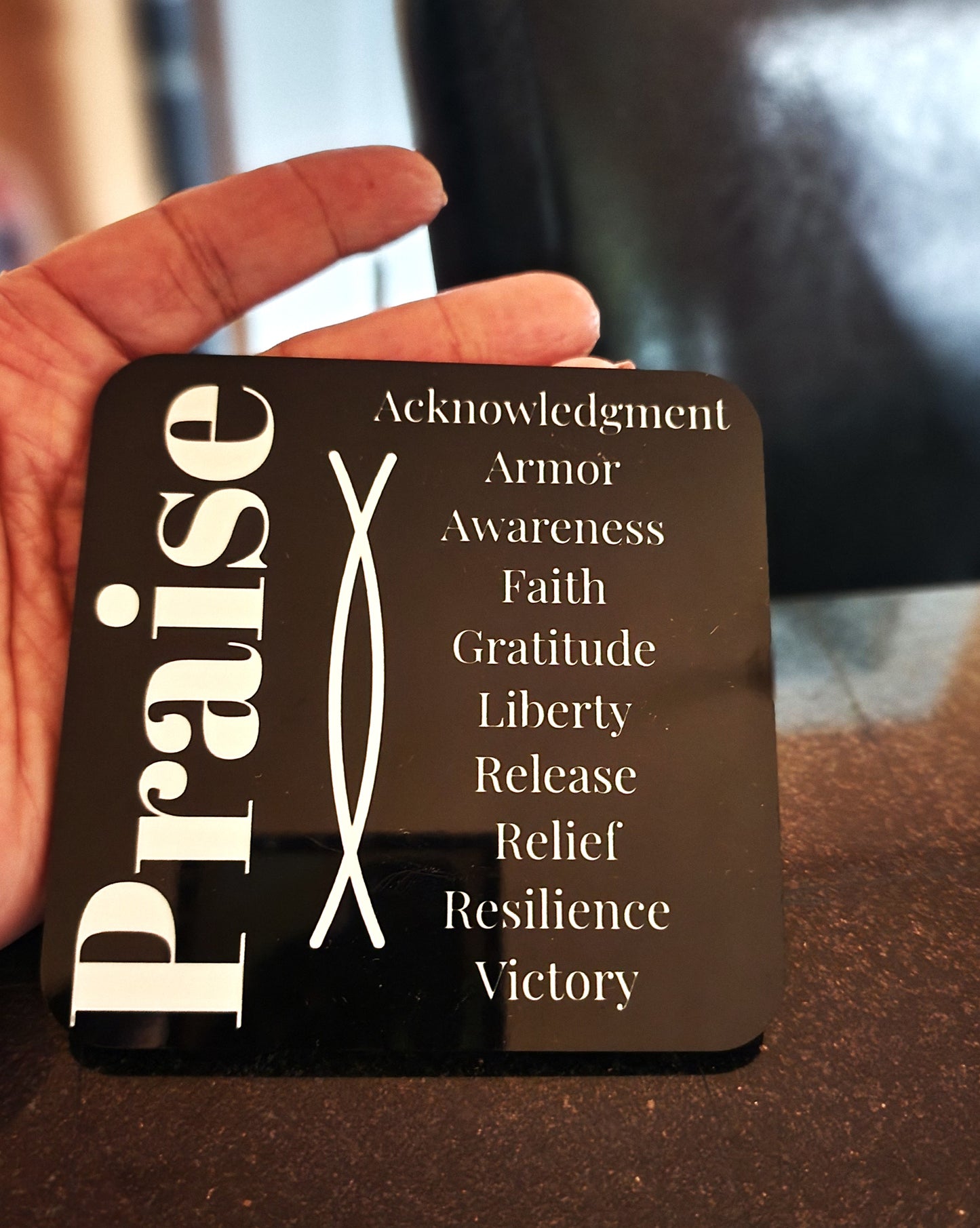 Praise collection inspirational coaster - Black