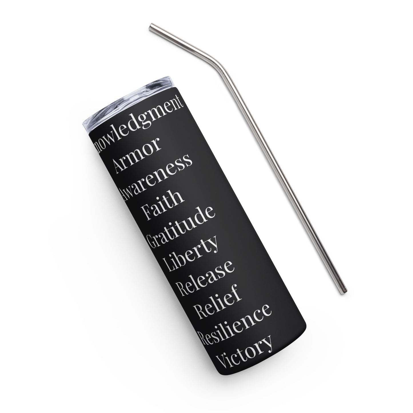 Praise inspirational stainless steel tumbler - Black/white