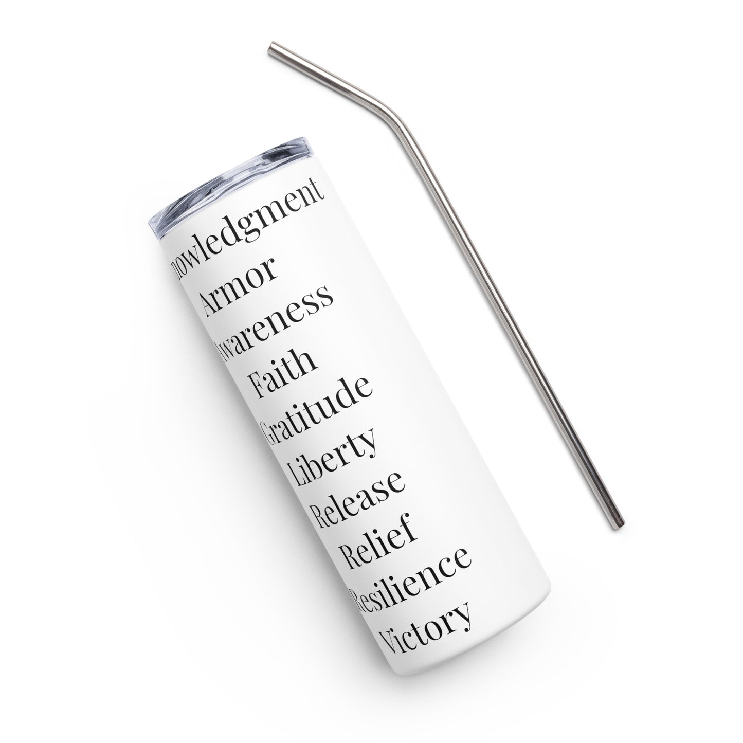 Praise inspirational stainless steel tumbler - White