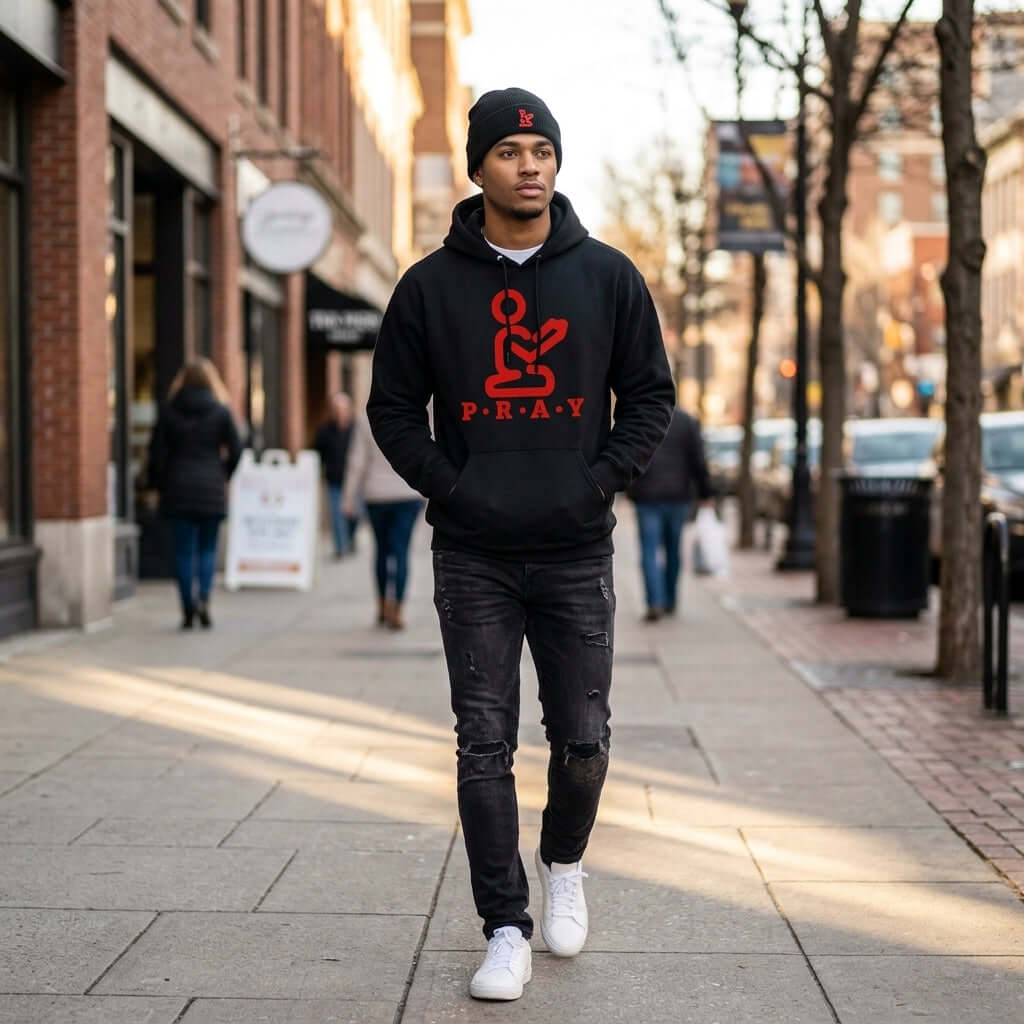 Pray Christian Unisex Hoodie - Red Print | GodWare