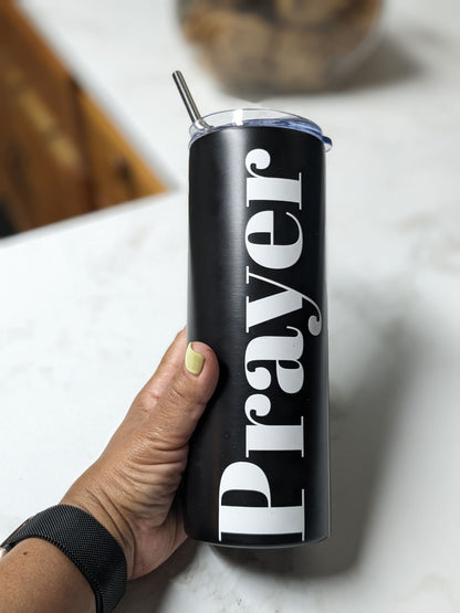 Prayer inspirational stainless steel tumbler - Black &  White