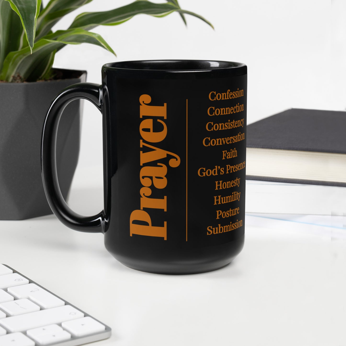 Prayer collection inspirational mug  - Earthtone/Black