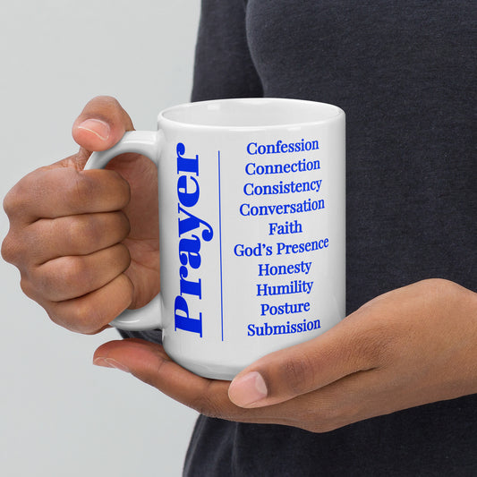 Prayer collection inspirational mug - Royal blue/White