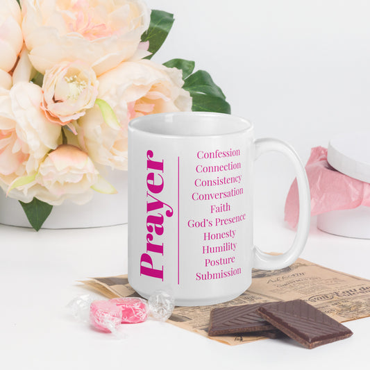 Prayer collection inspirational mug  - Hot Pink/White