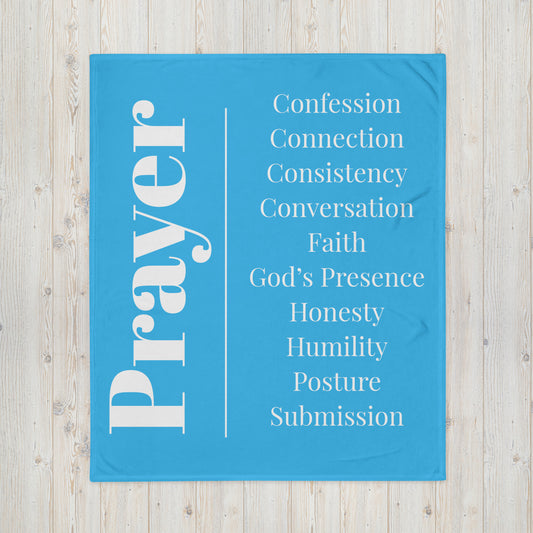 Prayer collection inspirational throw blanket - Turquoise/White