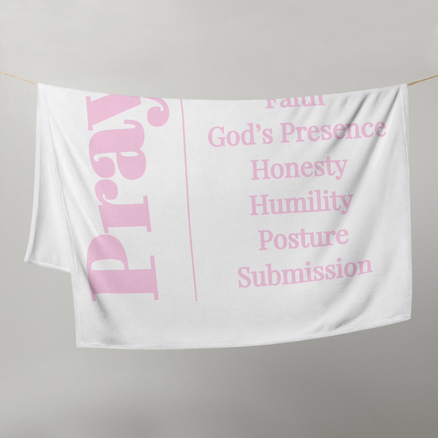 Prayer collection inspirational throw blanket - White/Light Pink