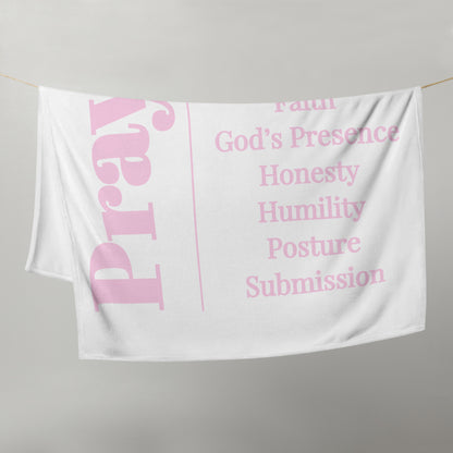 Prayer collection inspirational throw blanket - White/Light Pink