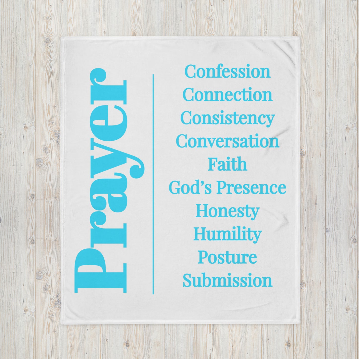 Prayer collection inspirational throw blanket - Turquoise/White