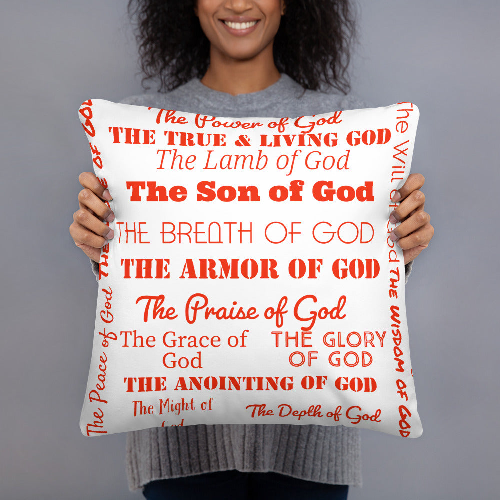 Attributes of God thin canvas wall decor - White/Red