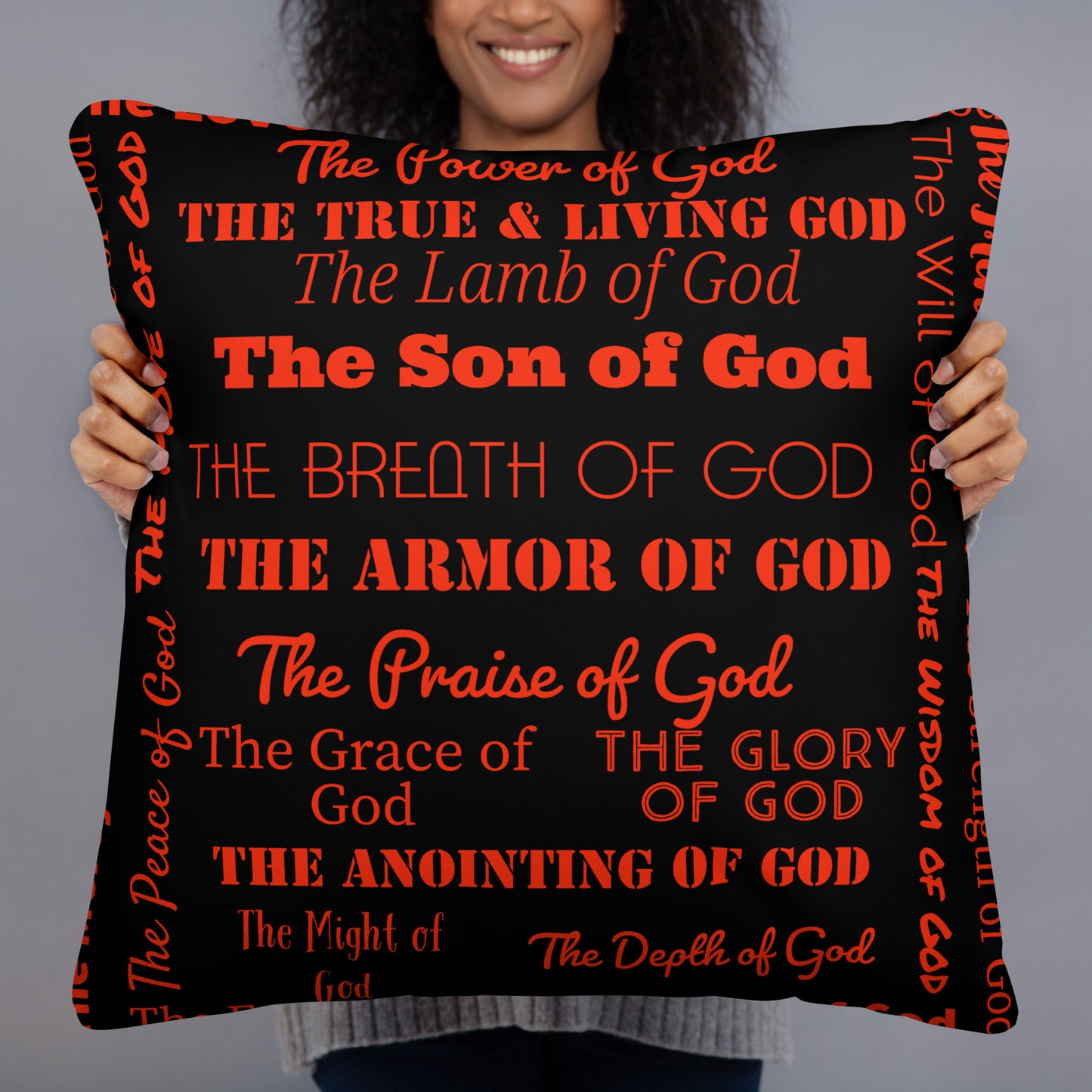 Attributes of God thin canvas wall decor - Red/Black