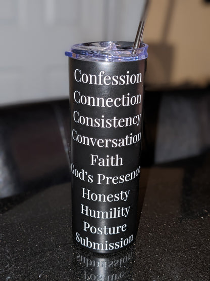 Prayer inspirational stainless steel tumbler - Black &  White