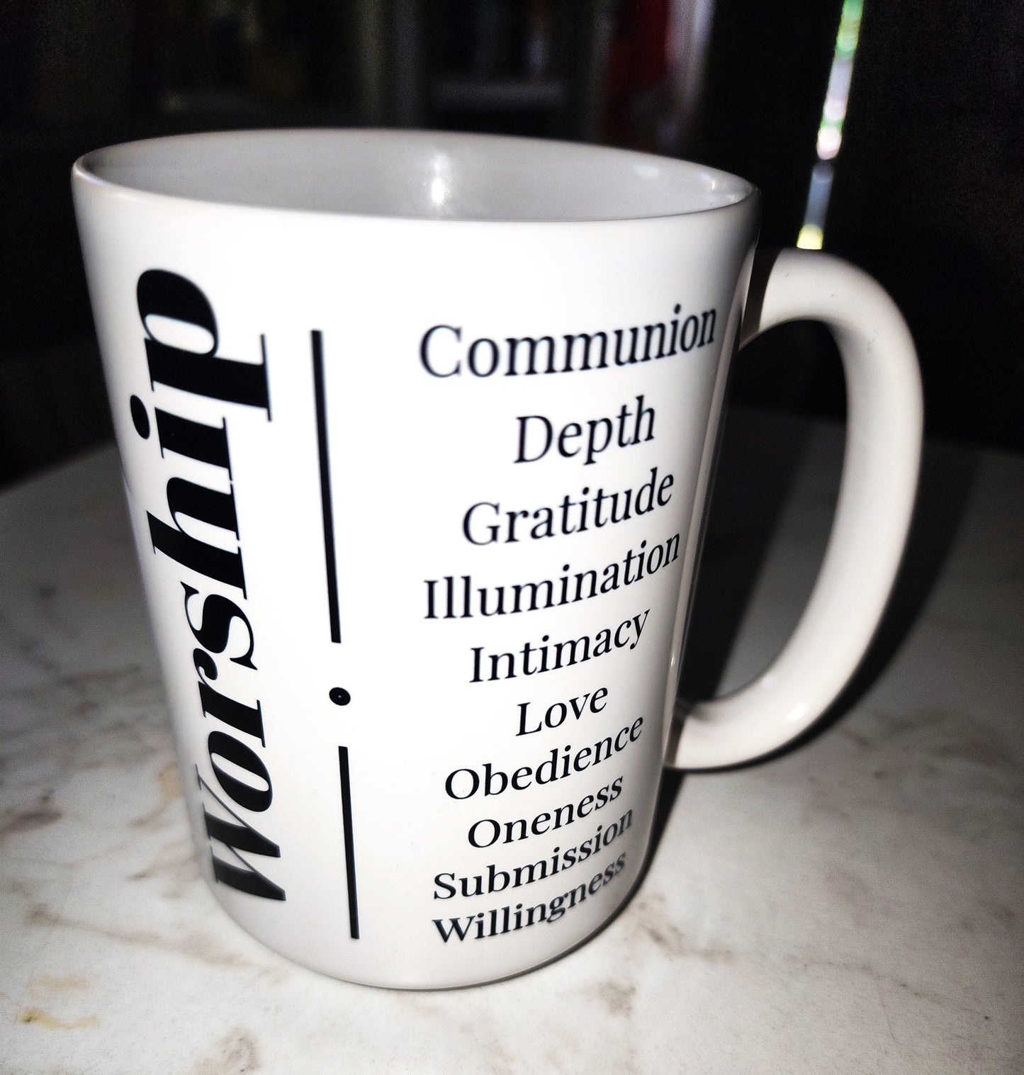 Worship - White/Black glossy mug