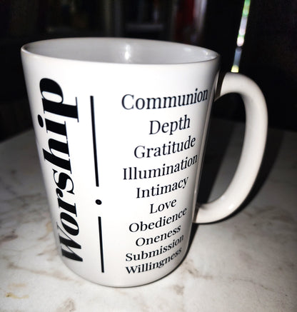 Worship - White/Black glossy mug