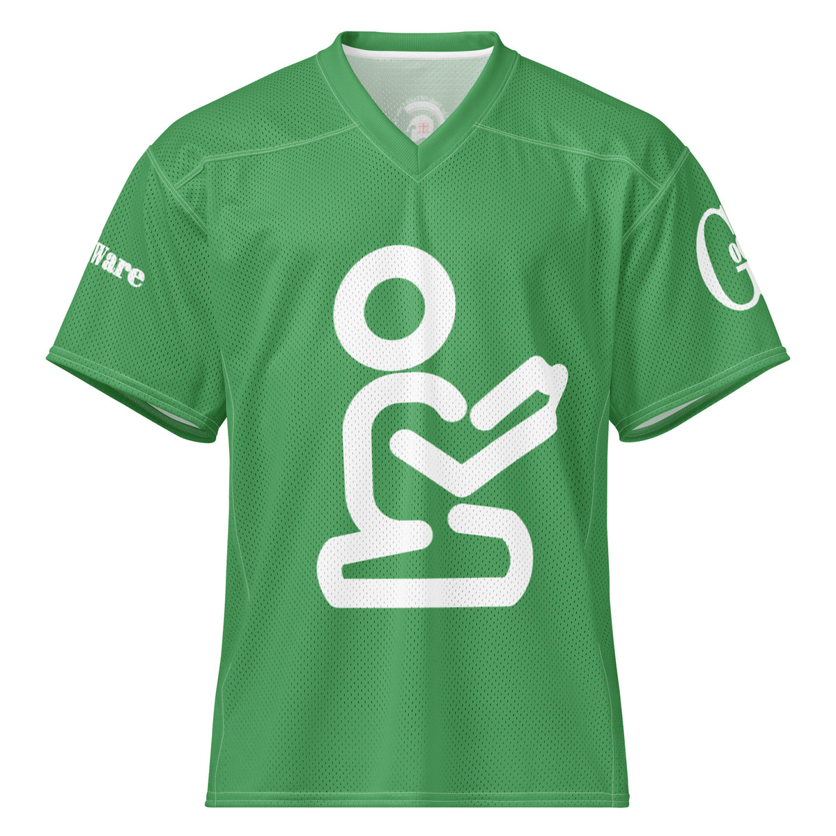 Yahweh Christian football jersey in green with white design, perfect for casual outfits and warm weather.