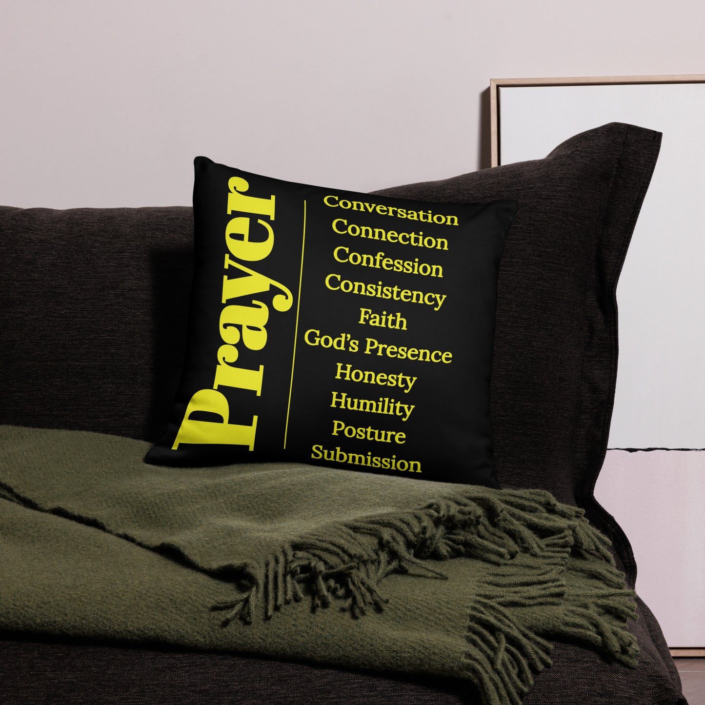 Prayer collection inspirational throw pillow - Black/Gold