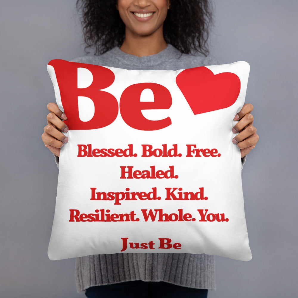 Be Inspired Throw Pillow - White & Red