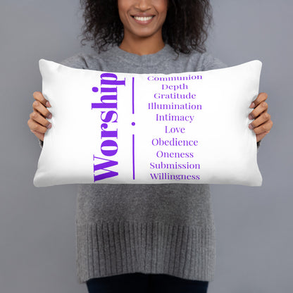 Worship collection inspirational throw pillow - White/Purple