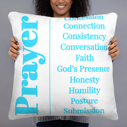 Prayer collection inspirational throw pillow - Turquoise/White