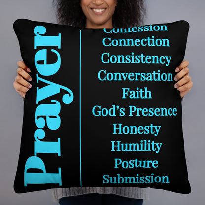 Prayer collection inspirational throw pillow - Turquoise/black