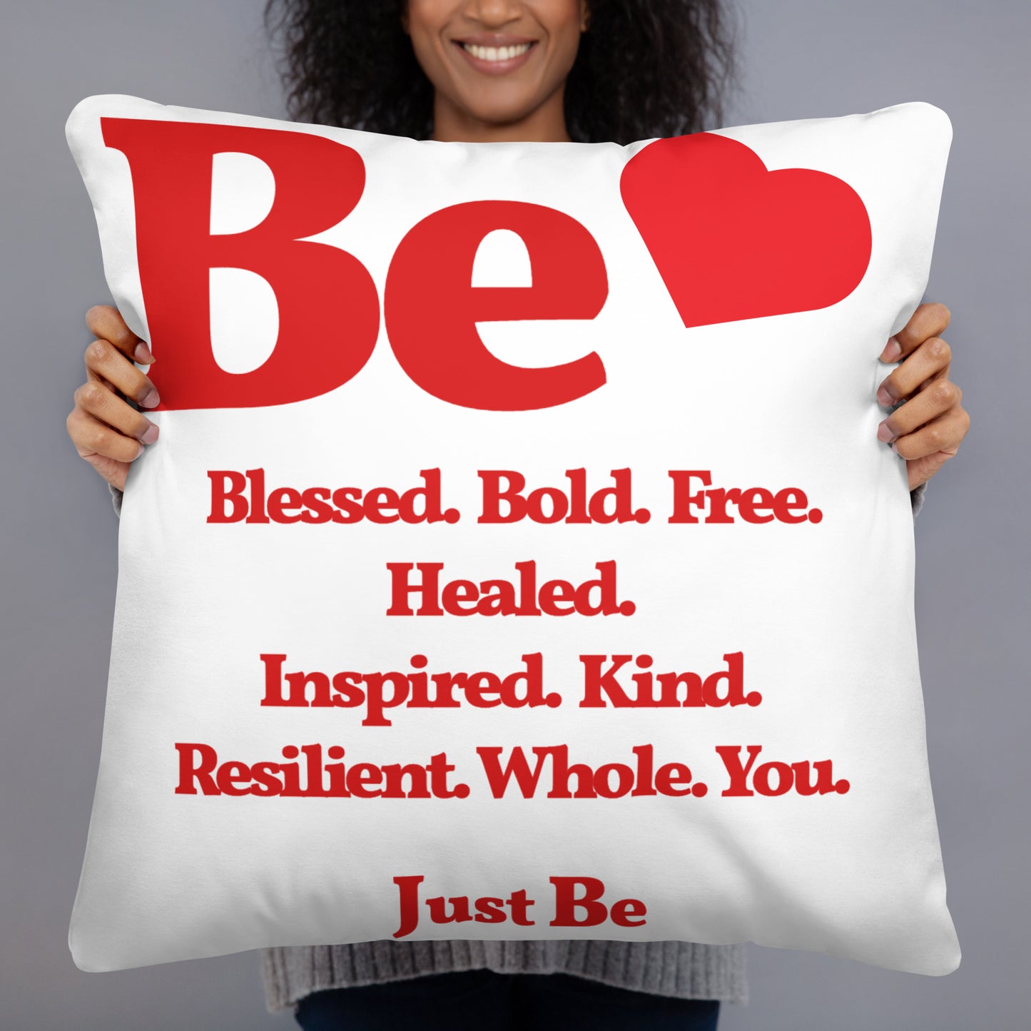 Be Inspired Throw Pillow - White & Red