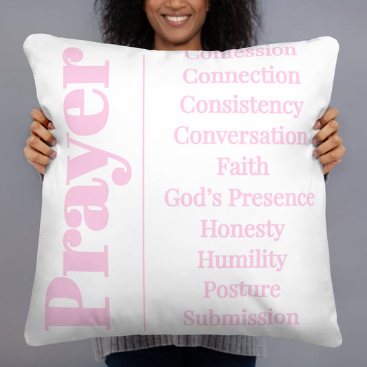 Prayer collection inspirational throw pillow - Light pink/Wht