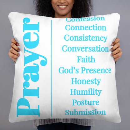 Prayer collection inspirational throw pillow - Turquoise/White