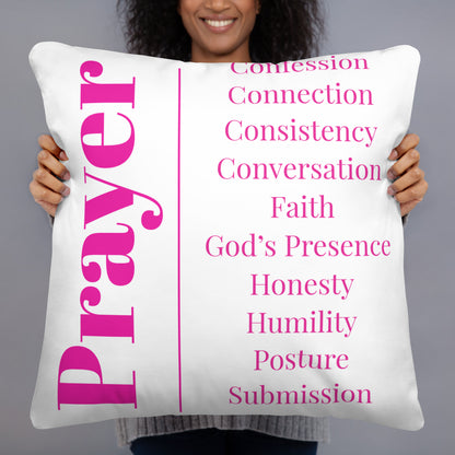 Prayer collection inspirational throw pillow - White/Hot Pink