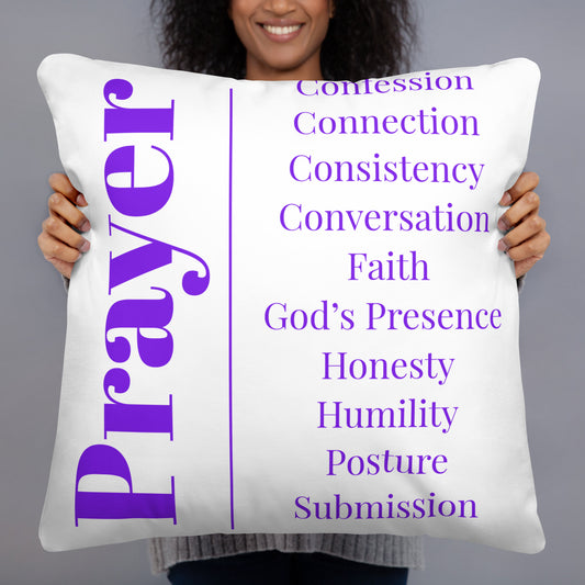 Prayer collection inspirational throw pillow - White/Purple