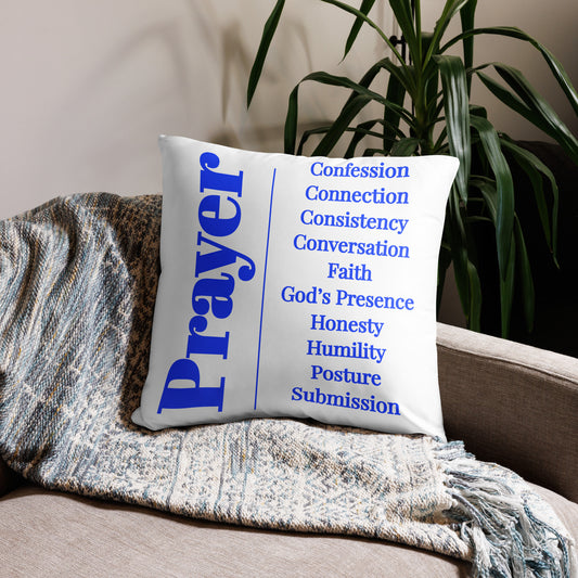 Prayer collection inspirational throw pillow - White/Royal