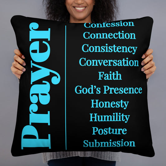 Prayer collection inspirational throw pillow - Turquoise/black