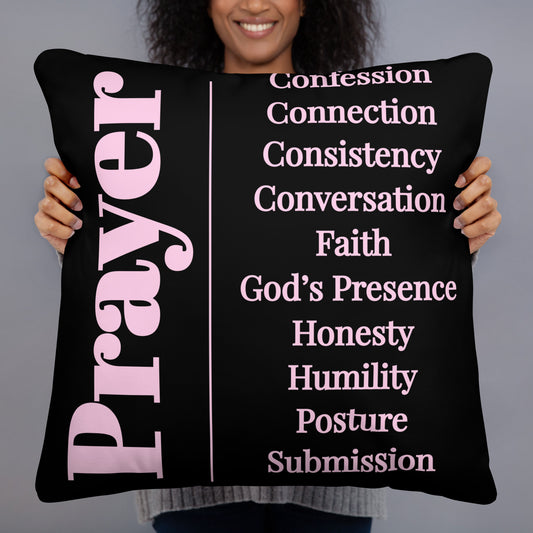 Prayer collection inspirational throw pillow - pink/black