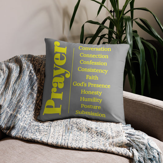 Prayer collection inspirational throw pillow - Grey/Gold