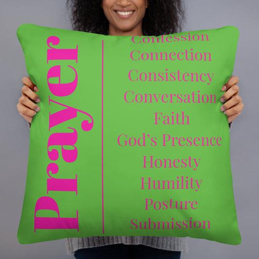 Prayer collection inspirational throw pillow - Pink/Green