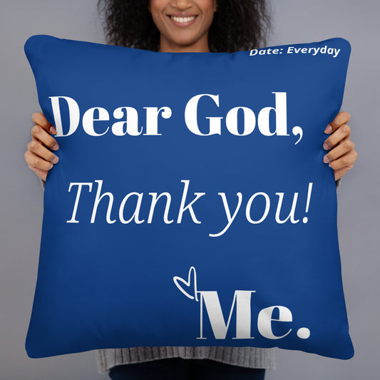 Dear God Inspirational Throw Pillow - Royal Blue/White