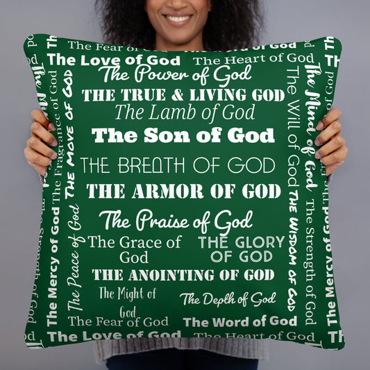 Attributes of God Inspirational Throw Pillow - Forest