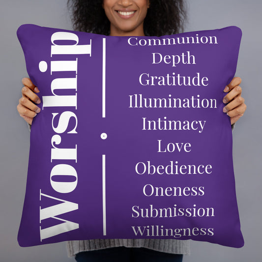 Worship collection inspirational throw pillow - Purple/Wht