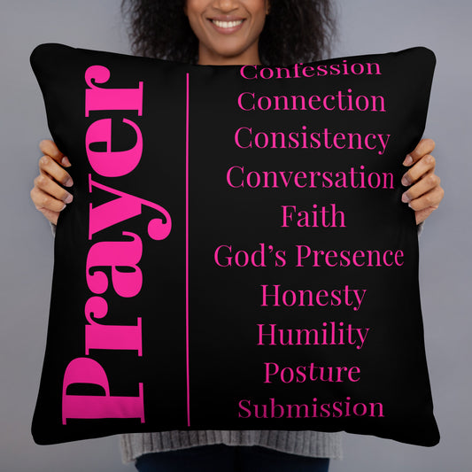 Prayer collection inspirational throw pillow - Pink/Black