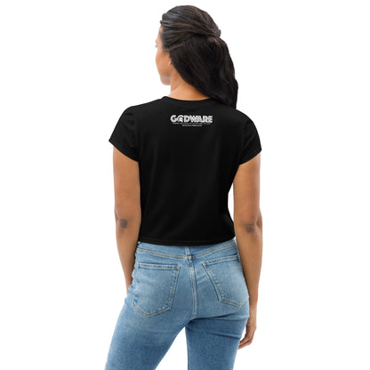 Make Sense Stretchy Crop Top T-Shirt - Black/White