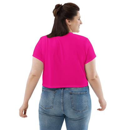 Godware Logo Stretchy Crop Top T-Shirt - Pink/White